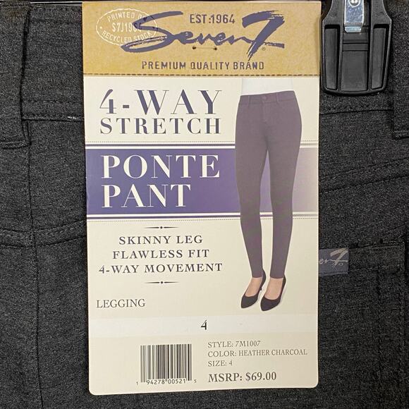 Seven7 Heather Charcoal Stretch Pull On Legging Pants Size 4 - Picture 6 of 8